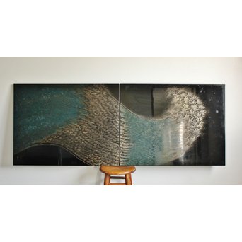 角野岩次 輪島塗沈金涛隅小屏風　Q060