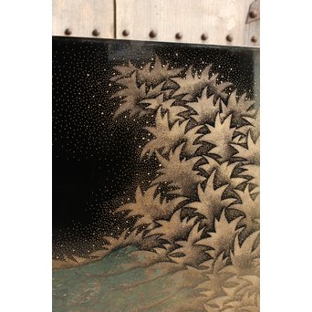 角野岩次 輪島塗沈金涛隅小屏風　Q060 