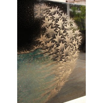 角野岩次 輪島塗沈金涛隅小屏風　Q060 