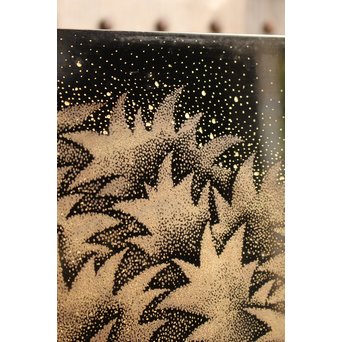 角野岩次 輪島塗沈金涛隅小屏風　Q060 