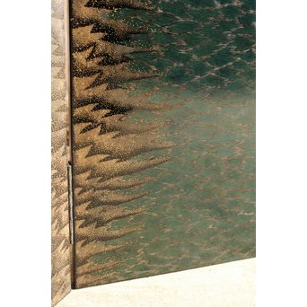 角野岩次 輪島塗沈金涛隅小屏風　Q060 