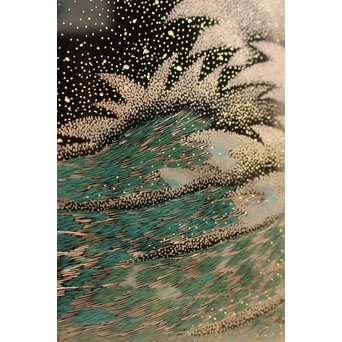 角野岩次 輪島塗沈金涛隅小屏風　Q060 