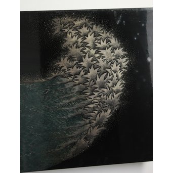 角野岩次 輪島塗沈金涛隅小屏風　Q060 