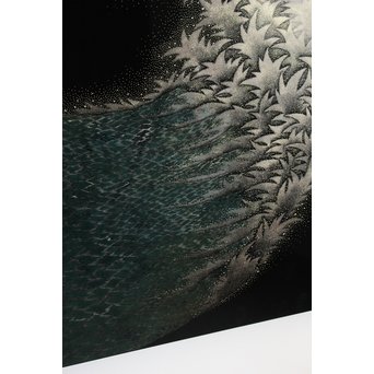 角野岩次 輪島塗沈金涛隅小屏風　Q060 