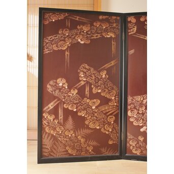 小野為郎 彫漆屏風　Q061 