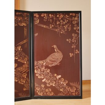 小野為郎 彫漆屏風　Q061 