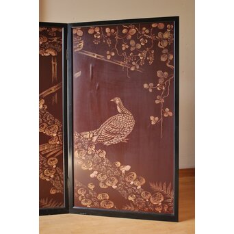 小野為郎 彫漆屏風　Q061 