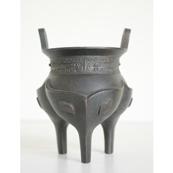 亀文堂 波多野正平造 青銅饕餮紋鼎式香炉　M138 