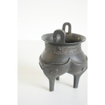 亀文堂 波多野正平造 青銅饕餮紋鼎式香炉　M138 