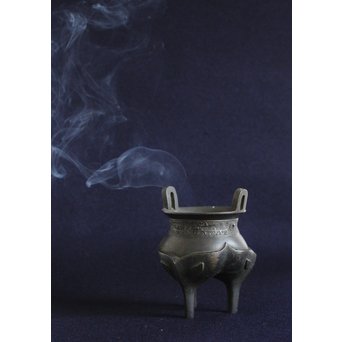 亀文堂 波多野正平造 青銅饕餮紋鼎式香炉　M138 