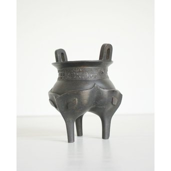亀文堂 波多野正平造 青銅饕餮紋鼎式香炉　M138 