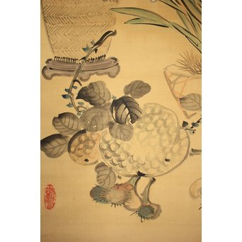 倣 帝室技芸員 滝/瀧 和亭 平安大吉の図 掛軸　Z102 