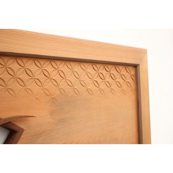 日展作家 堀友二 四君子木彫と七宝井波欄間 2枚1組　R2467Y 