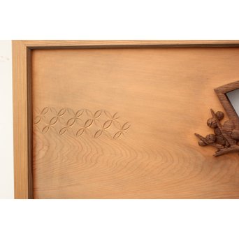 日展作家 堀友二 四君子木彫と七宝井波欄間 2枚1組　R2467Y 