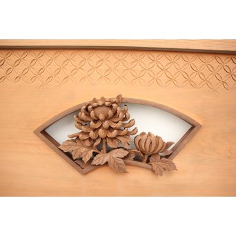 日展作家 堀友二 四君子木彫と七宝井波欄間 2枚1組　R2467Y 