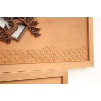 日展作家 堀友二 四君子木彫と七宝井波欄間 2枚1組　R2467Y 