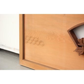 日展作家 堀友二 四君子木彫と七宝井波欄間 2枚1組　R2467Y 