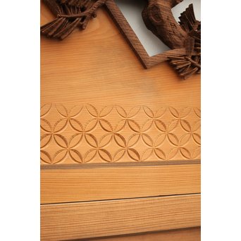 日展作家 堀友二 四君子木彫と七宝井波欄間 2枚1組　R2467Y 