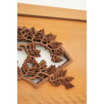 日展作家 堀友二 四君子木彫と七宝井波欄間 2枚1組　R2467Y 