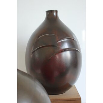 人間国宝 高村豊周 鋳造花器 3点1組　M139 