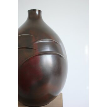 人間国宝 高村豊周 鋳造花器 3点1組　M139 