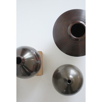 人間国宝 高村豊周 鋳造花器 3点1組　M139 