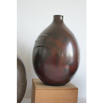 人間国宝 高村豊周 鋳造花器 3点1組　M139 