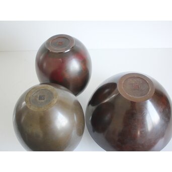 人間国宝 高村豊周 鋳造花器 3点1組　M139 