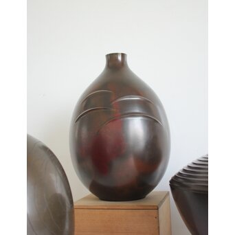 人間国宝 高村豊周 鋳造花器 3点1組　M139 