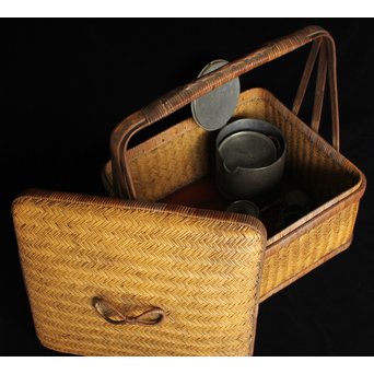 竹編提藍 茶籠　U088