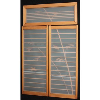 竹雀の書院欄間 3枚1組　R2471 