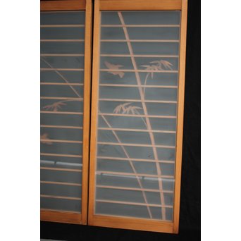 竹雀の書院欄間 3枚1組　R2471 