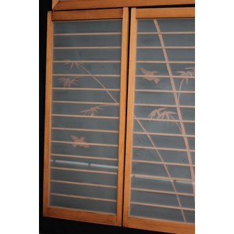 竹雀の書院欄間 3枚1組　R2471 