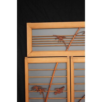 竹雀の書院欄間 3枚1組　R2471 