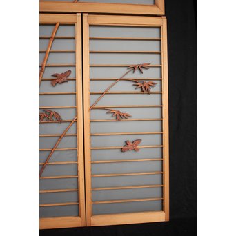 竹雀の書院欄間 3枚1組　R2471 