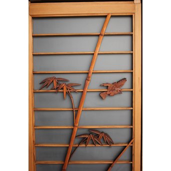 竹雀の書院欄間 3枚1組　R2471 