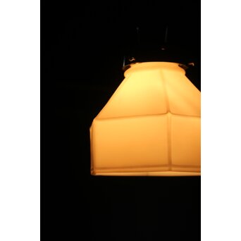 六角アールデコデザイン 乳白色電笠　A1945 