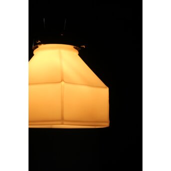 六角アールデコデザイン 乳白色電笠　A1945 