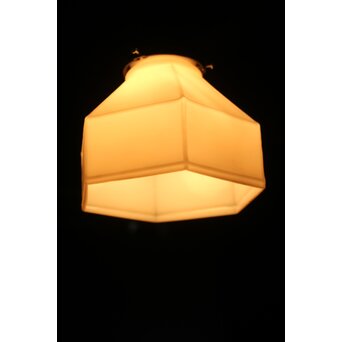 六角アールデコデザイン 乳白色電笠　A1945 