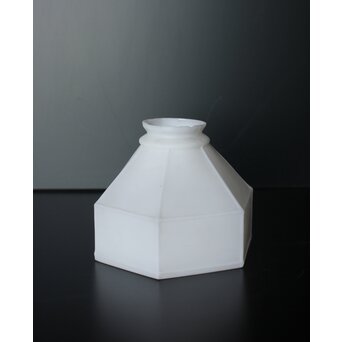 六角アールデコデザイン 乳白色電笠　A1945 