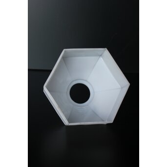 六角アールデコデザイン 乳白色電笠　A1945 