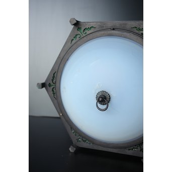 緑色ガラスとオパールセントのシャンデリア照明　A1949Y 