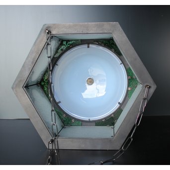 緑色ガラスとオパールセントのシャンデリア照明　A1949Y 