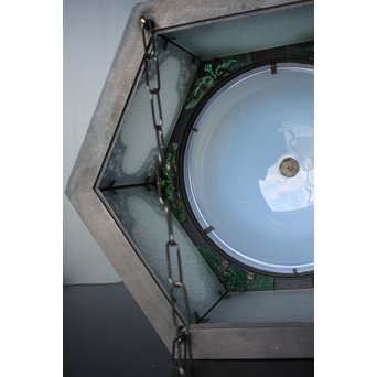 緑色ガラスとオパールセントのシャンデリア照明　A1949Y 