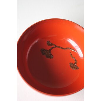 蝙蝠と鹿と霊芝 蒔絵椀 13客セット　Q064 