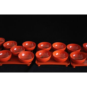 蝙蝠と鹿と霊芝 蒔絵椀 13客セット　Q064 ※膳は別売りですがいかがでしょうか