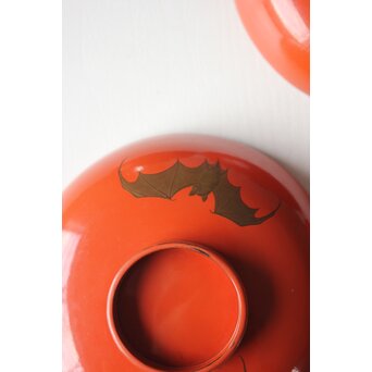 蝙蝠と鹿と霊芝 蒔絵椀 13客セット　Q064 