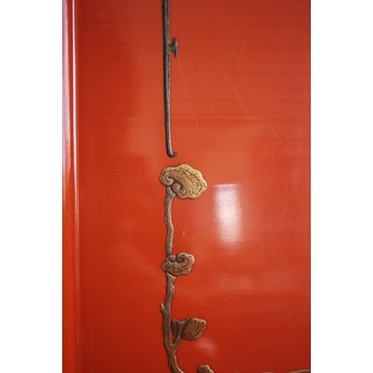 蝙蝠と鹿と霊芝 蒔絵膳 4客　Q065 