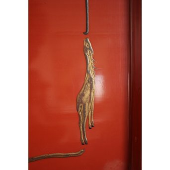 蝙蝠と鹿と霊芝 蒔絵膳 4客　Q065 