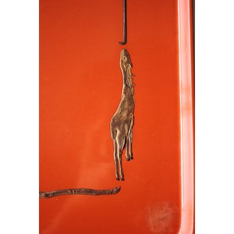 蝙蝠と鹿と霊芝 蒔絵膳 4客　Q065 